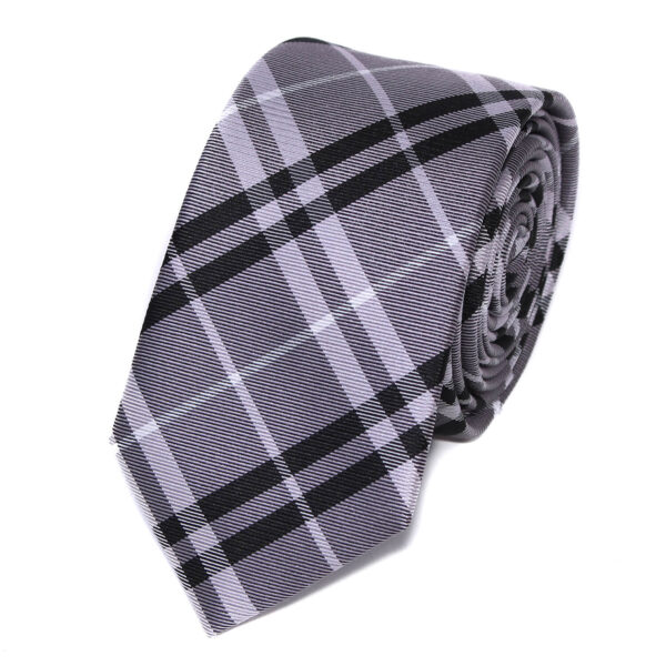 cravate homme écossaise grise en soie