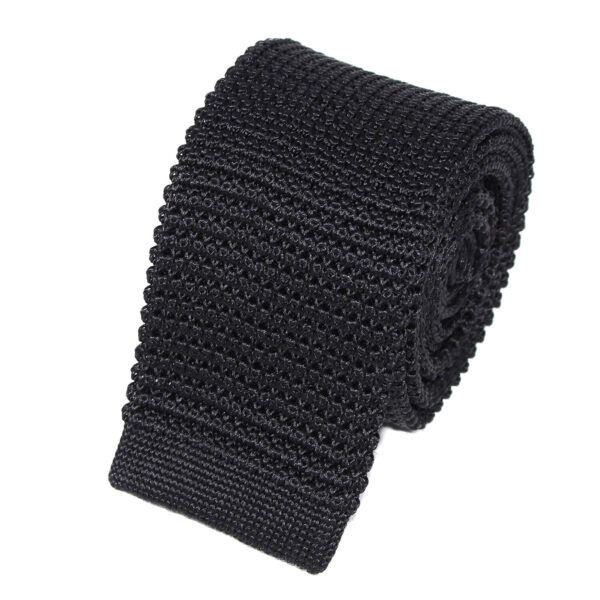 cravate tricot noire unie en soie